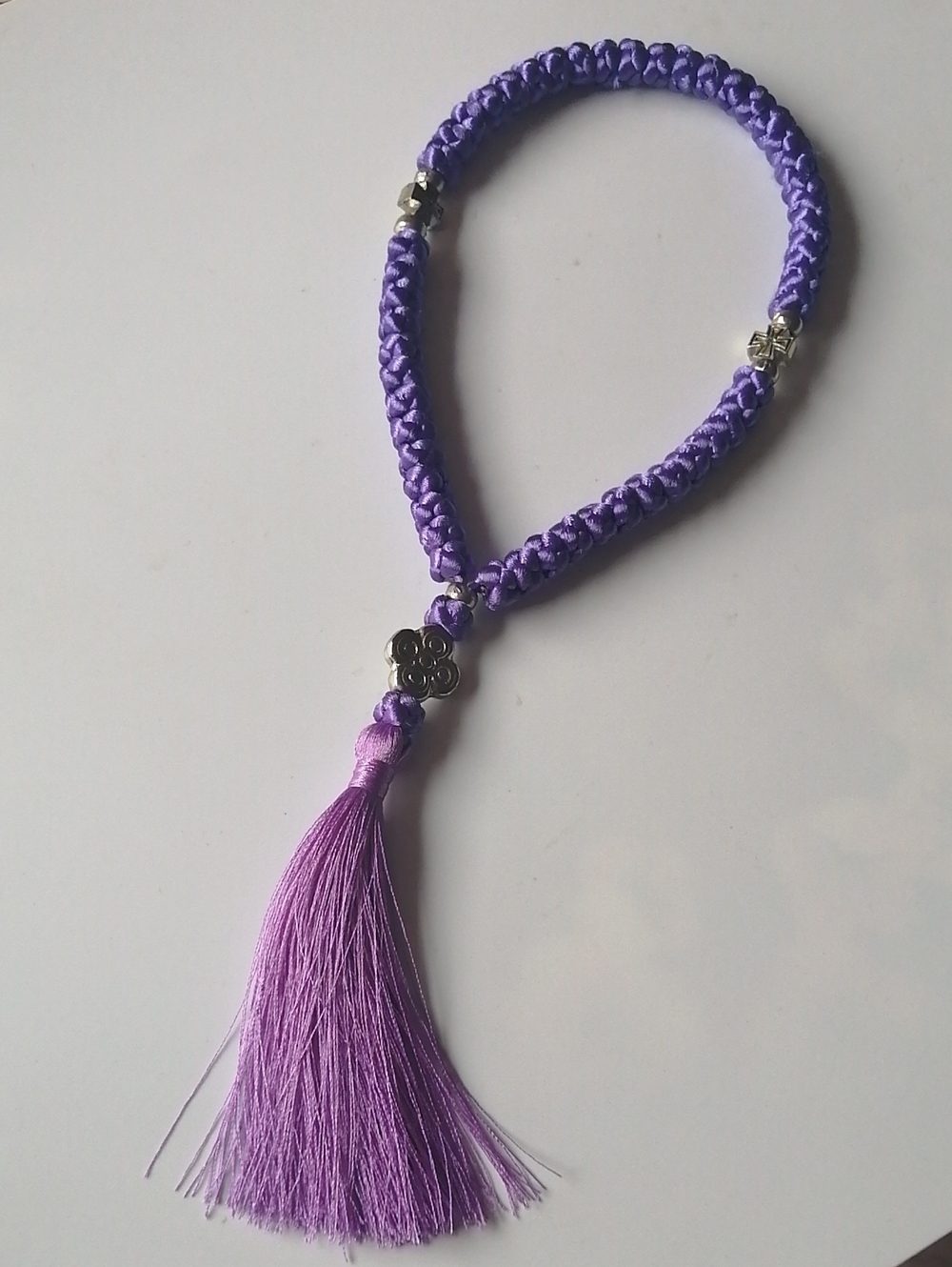 Orthodox Handwoven 50 Knot Purple Satin Cord Prayer Rope ( Chotki)